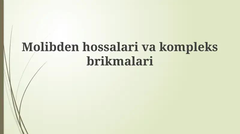 Molibdenhossalarivakompleksbrikmalari