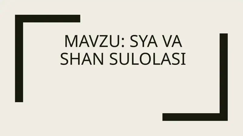 SYA VA SHAN SULOLASI
