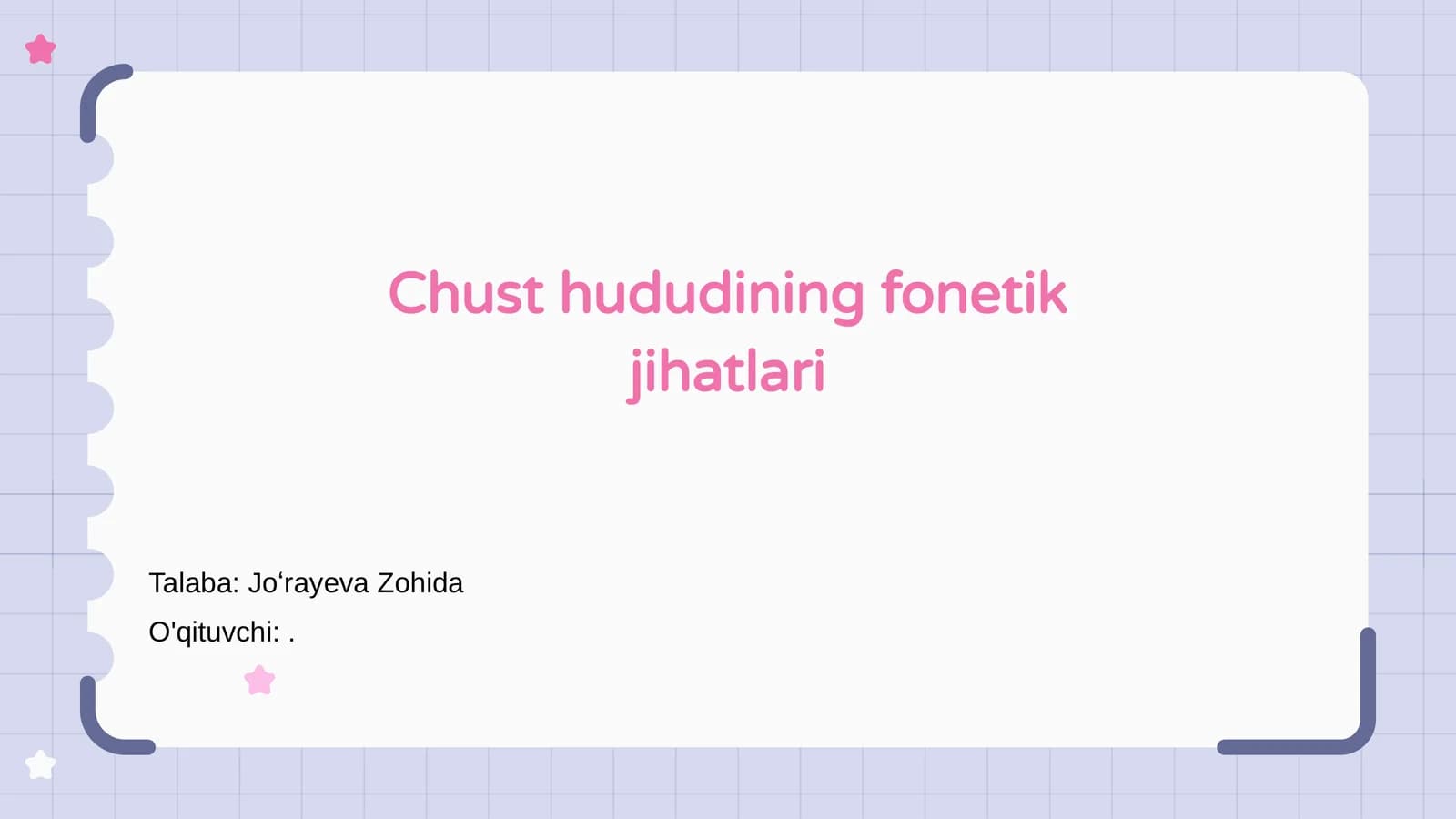 Chust hududining fonetik jihatlari