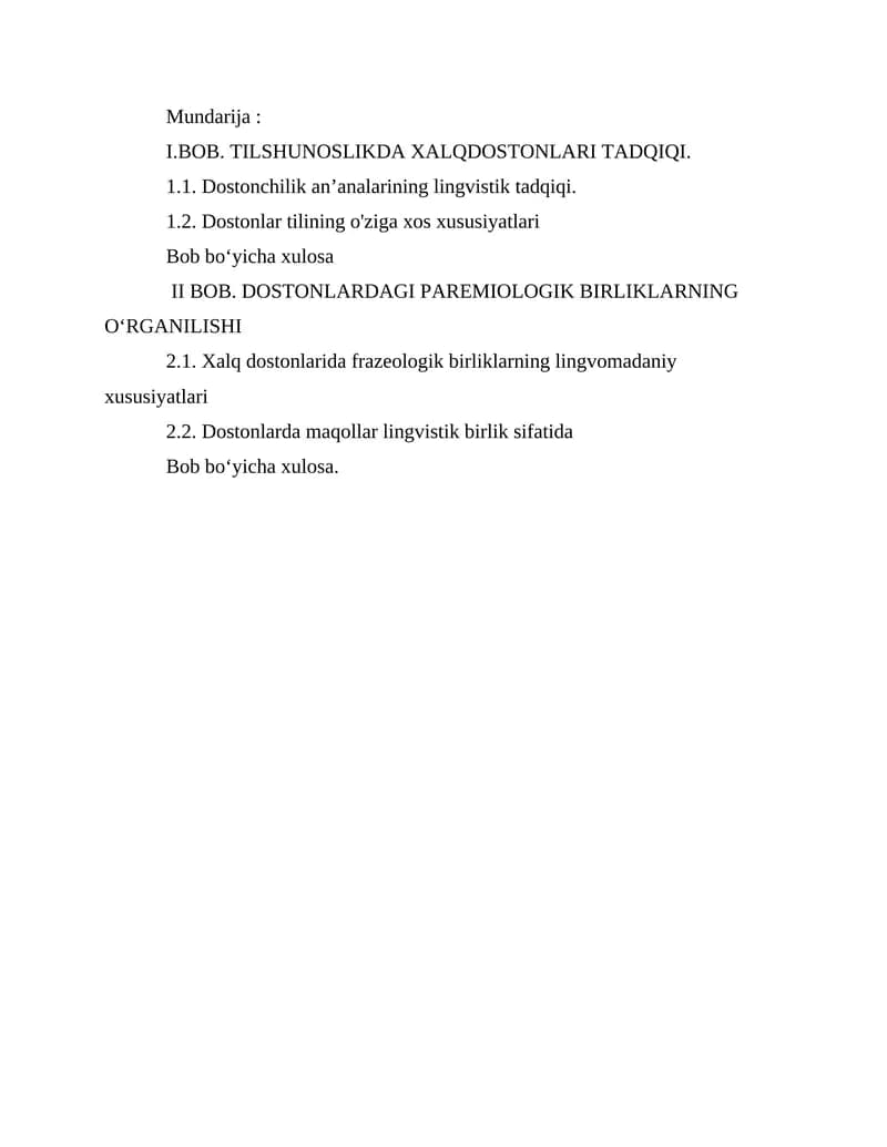 TILSHUNOSLIKDA XALQ DOSTONLARI TADQIQI.