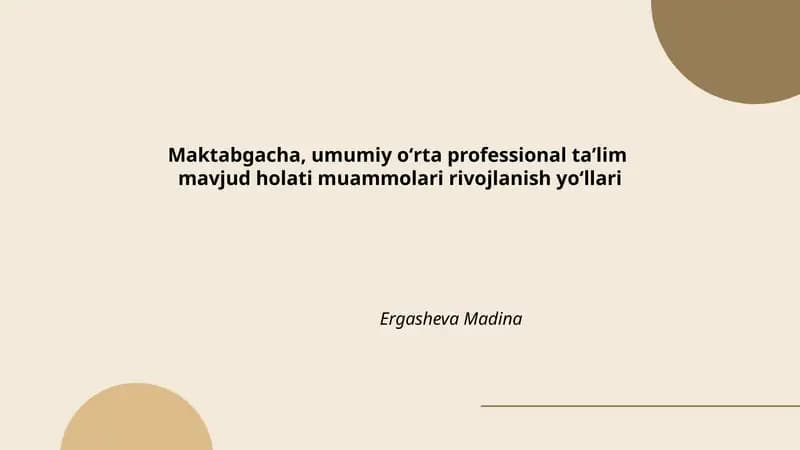 Maktabgacha Ta'lim Muammolari