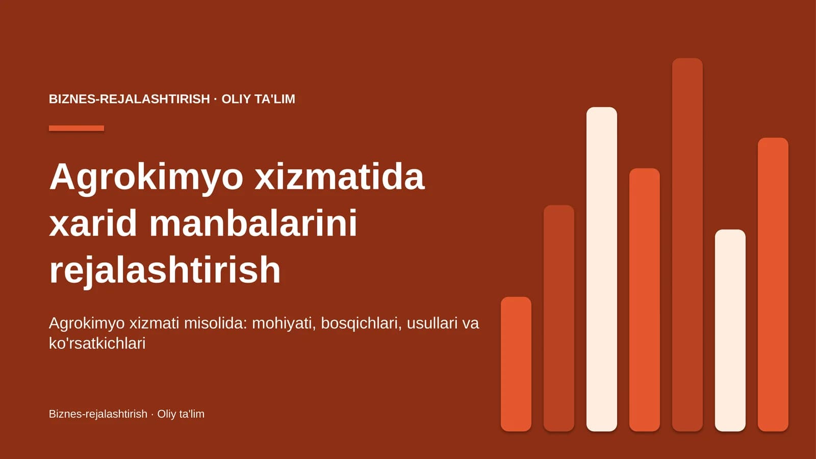 Agrokimyo xizmatida xarid manbalarini rejalashtirish