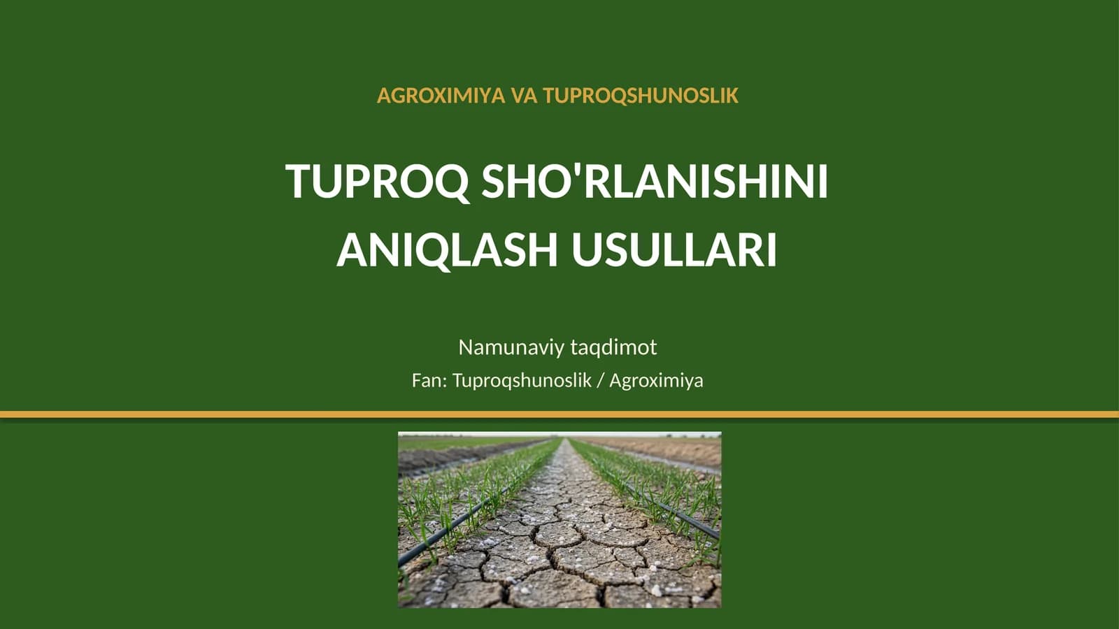 [TUPROQ SHO'RLANISHINI ANIQLASH USULLARI]