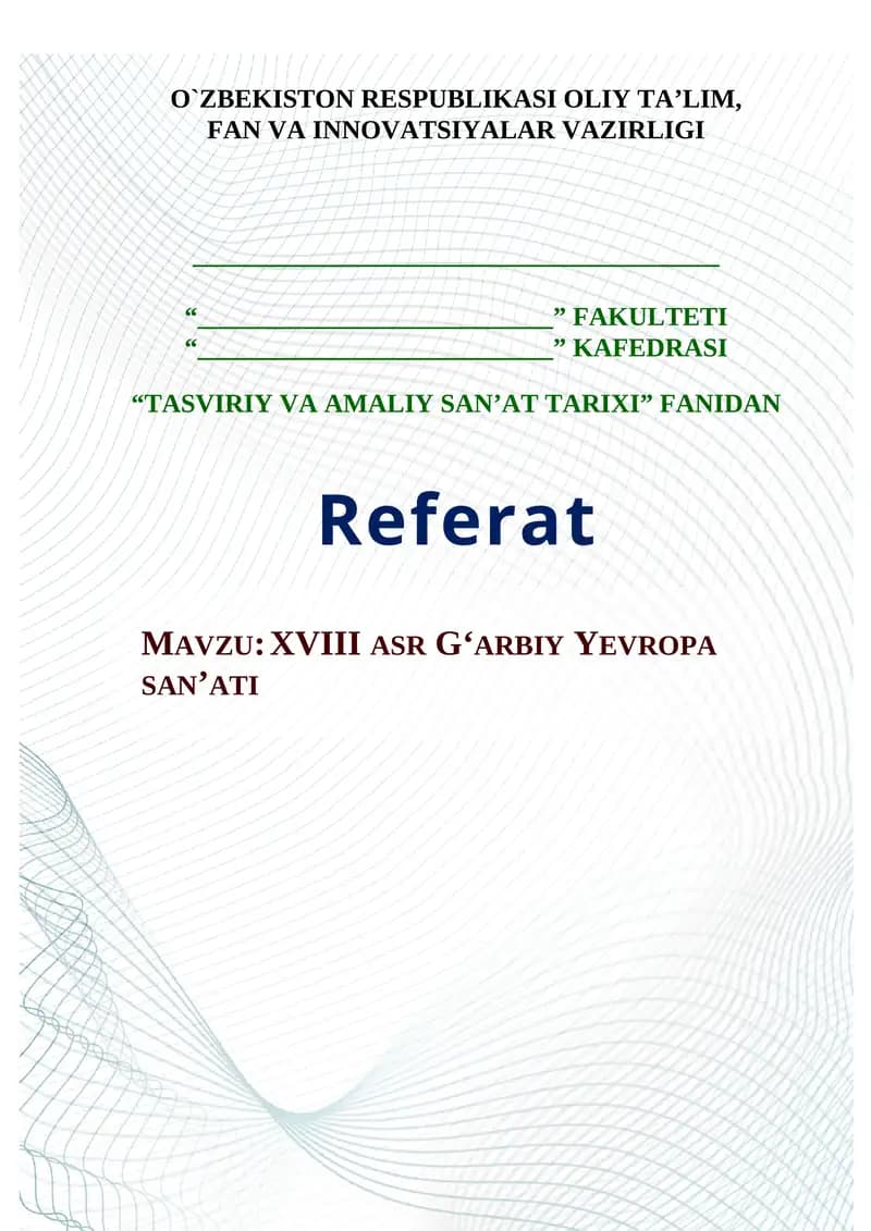 XVIII ASR G‘ARBIY YEVROPA SAN’ATI
