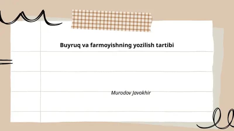 Buyruq va farmoyishning yozilish tartibi