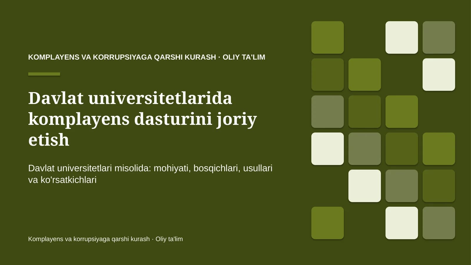 davlat universitetlarida komplayens dasturini joriy etish 1279