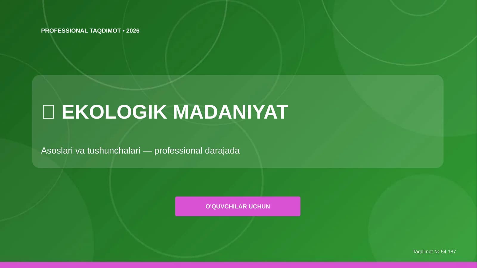 EKOLOGIK MADANIYAT