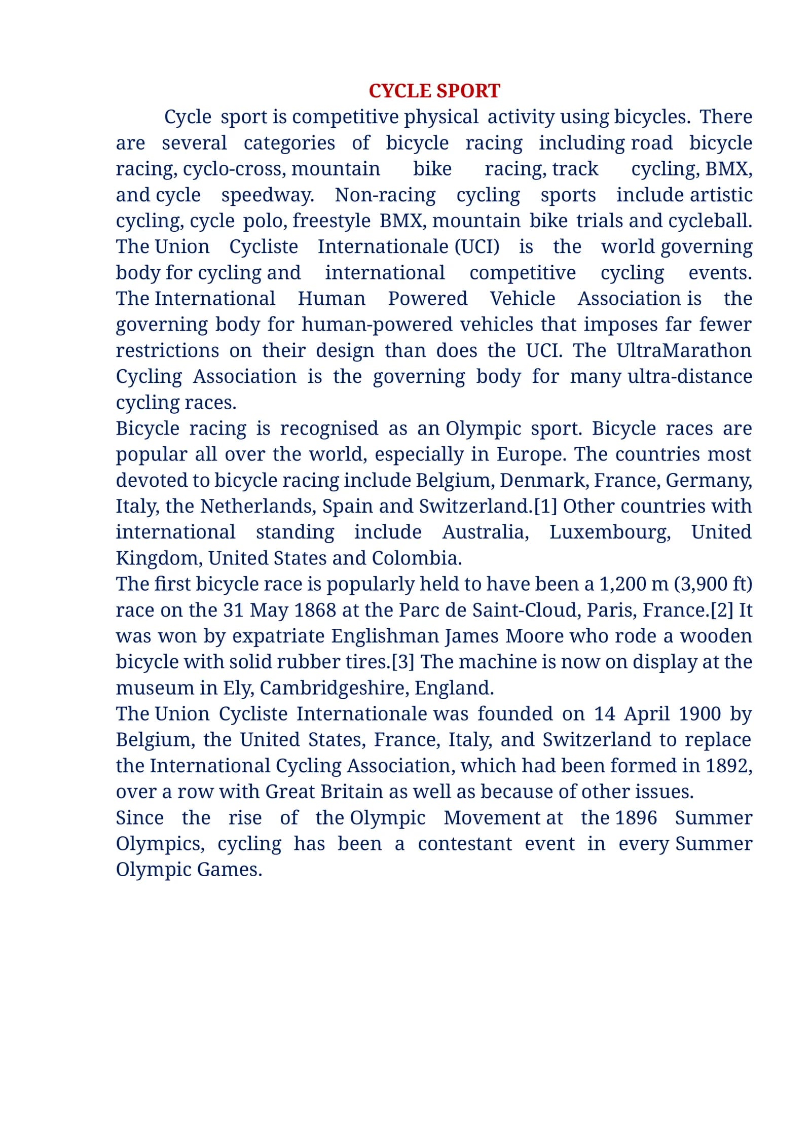 Cycle Sport