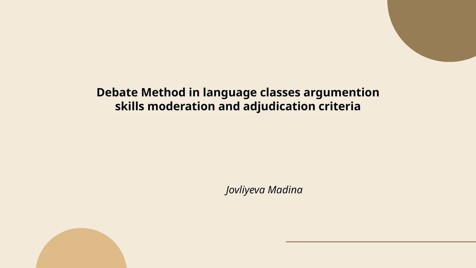 Debate Method in Language Classes