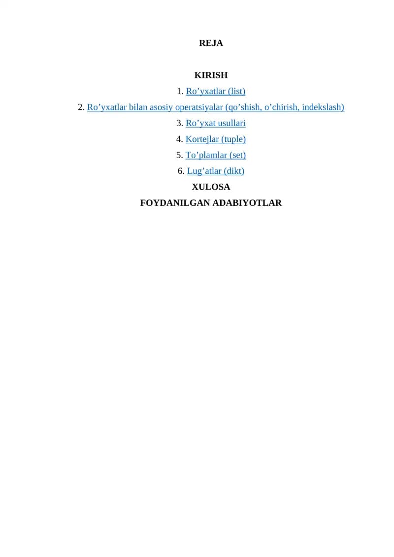 Kortejlar (tuple)