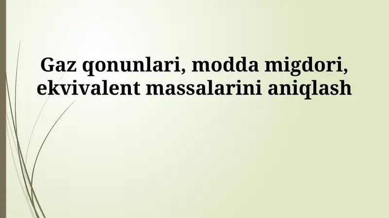 Modda miqdori va molyar massa
