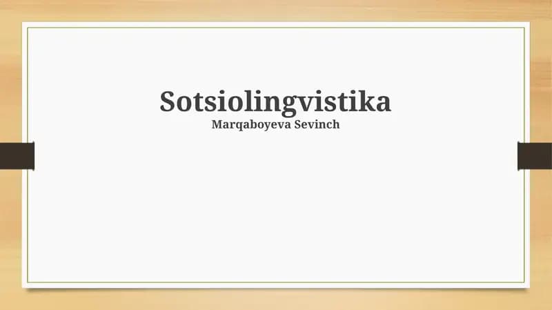 Sotsiolingvistika