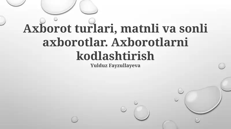 Matn va Raqamli Ma'lumotlar