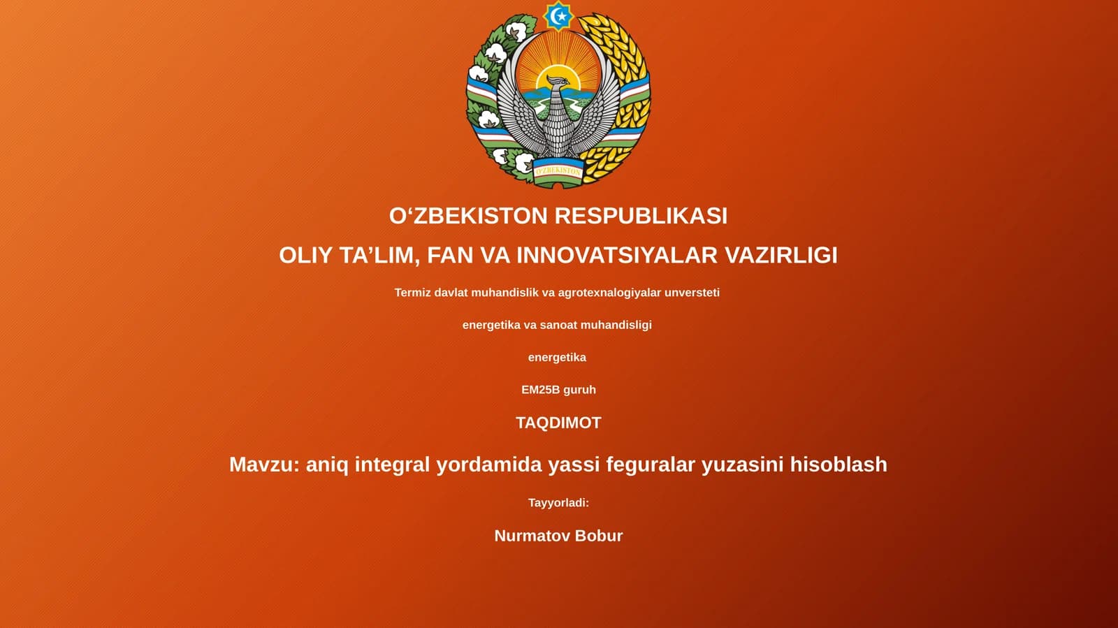 Aniqlangan Integral yordamida Yuzani Hisoblash Asoslari