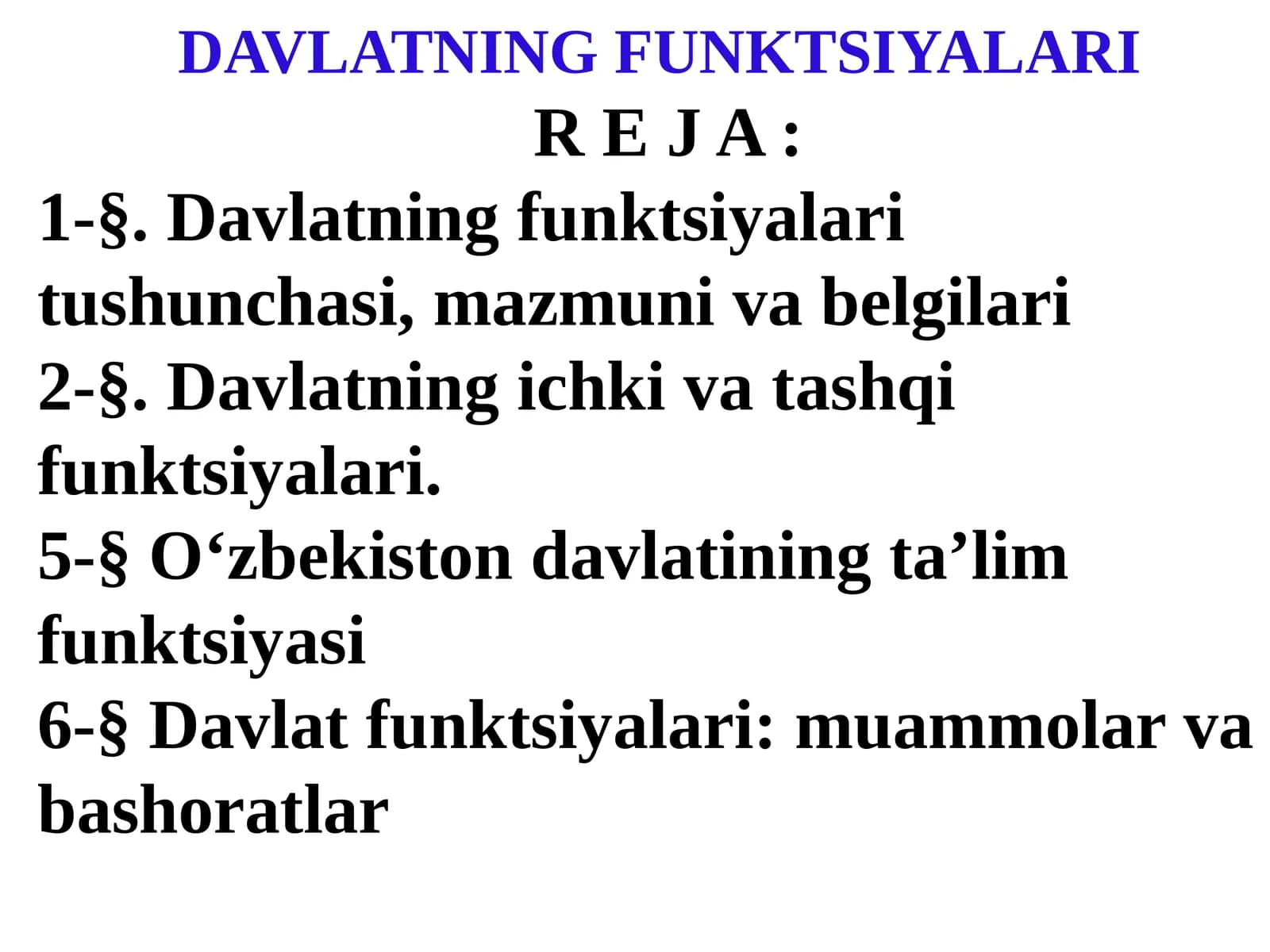 DAVLATNING FUNKTSIYALARI