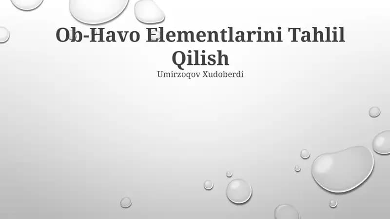 Ob-Havo Elementlarini Tahlil Qilish