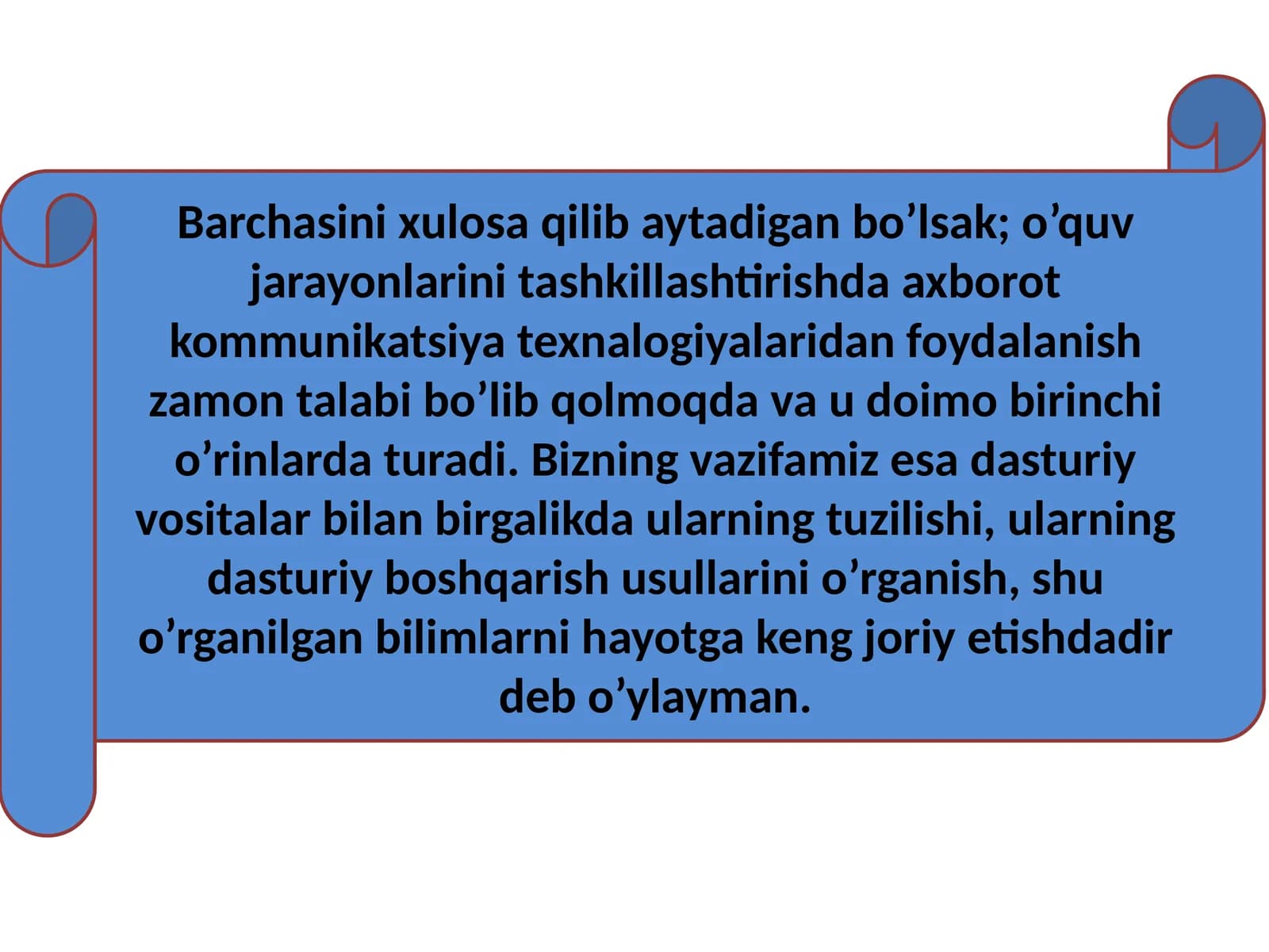 O'quv jarayonlarida axborot kommunikatsiya texnologiyalaridan foydalanish