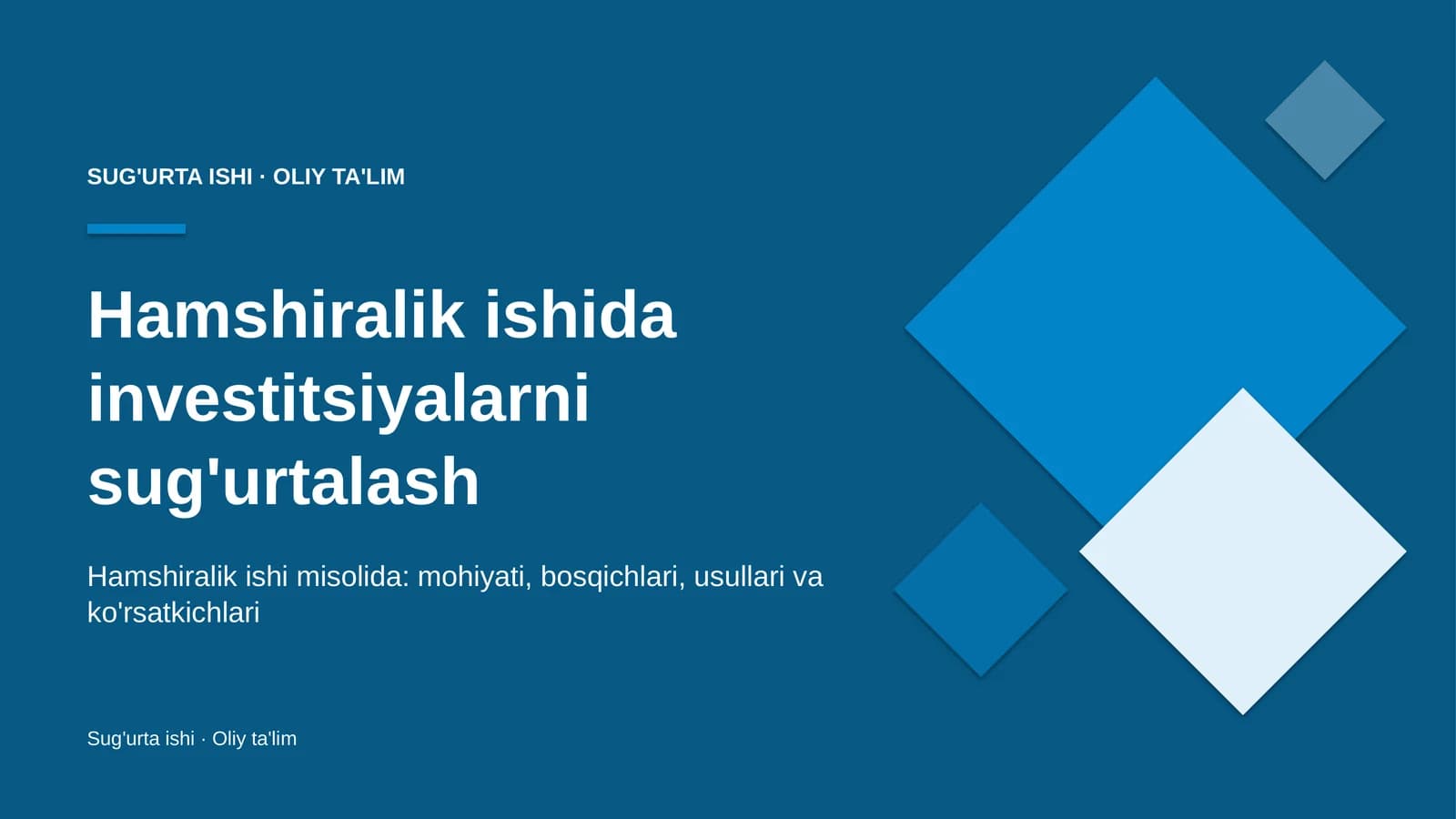 Hamshiralik ishida investitsiyalarni sug'urtalash