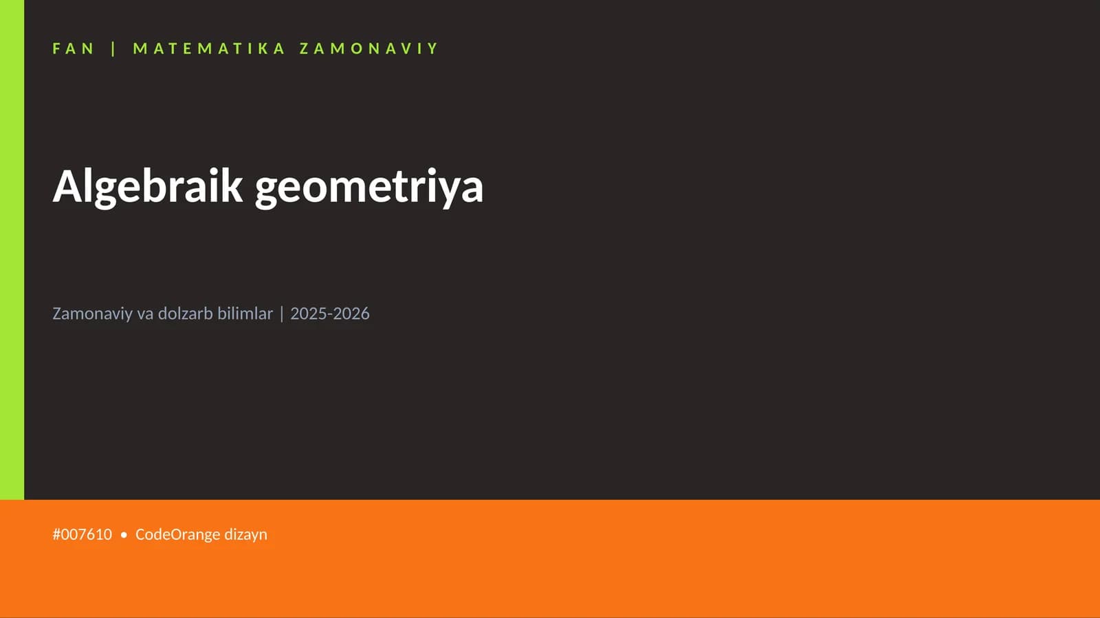 FAN | MATEMATIKA ZAMONAVIY