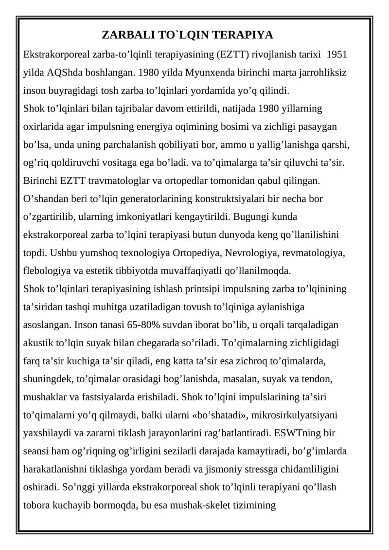 Zarbali To`lqin Terapiya