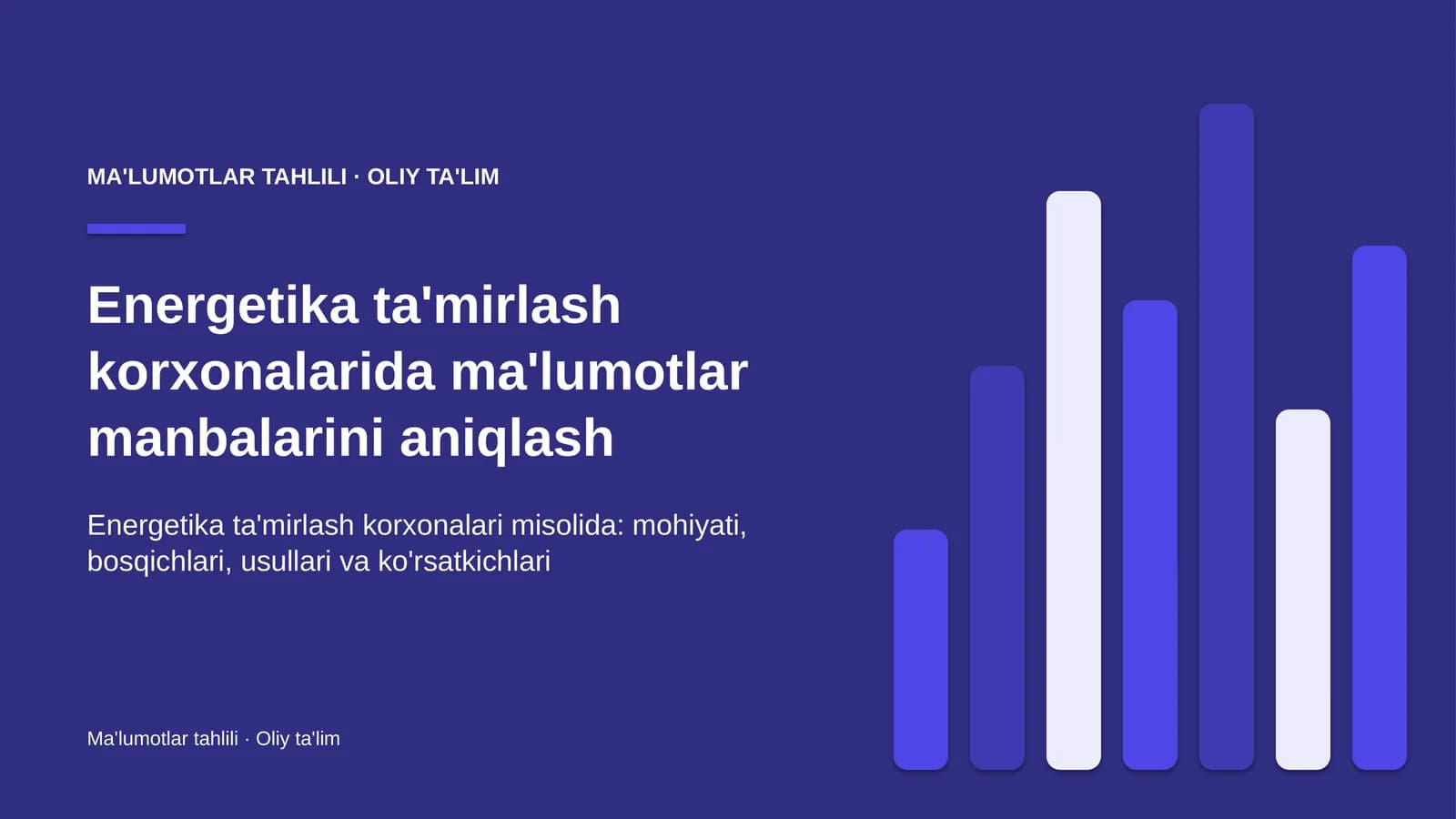 Energetika ta'mirlash korxonalarida ma'lumotlar manbalarini aniqlash