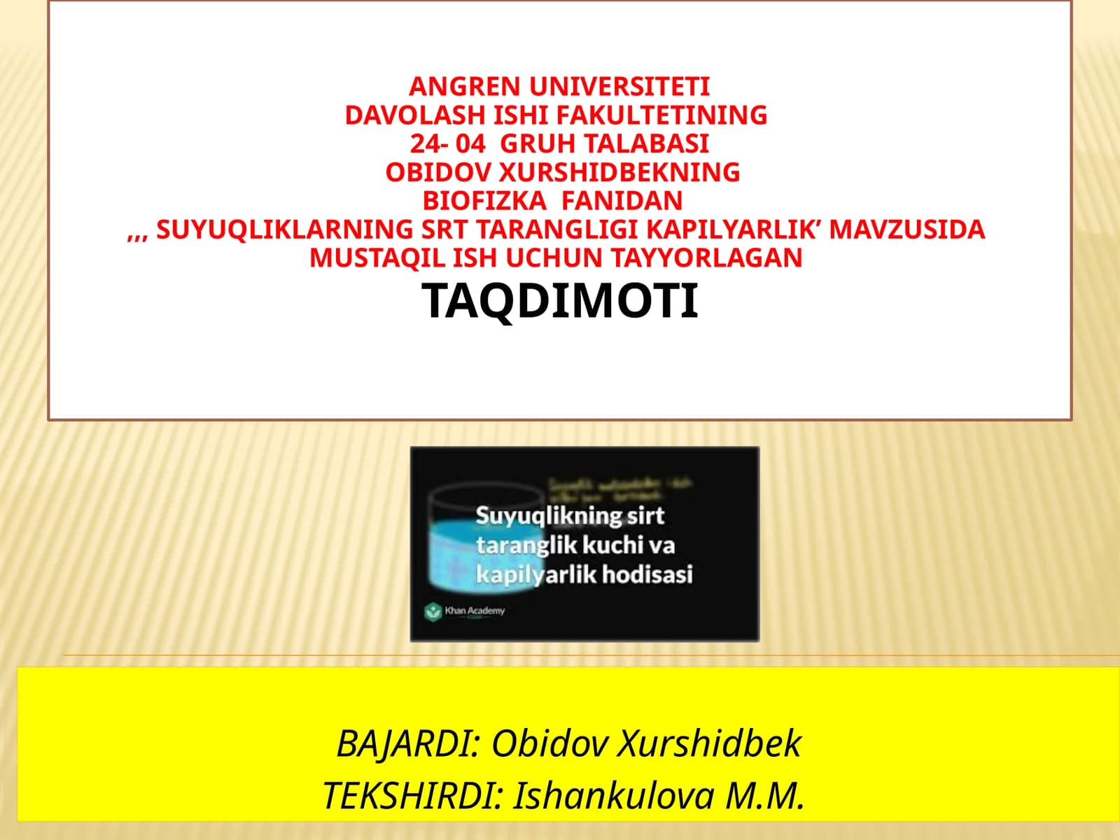 Biofizika fanidan