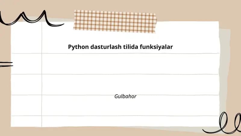 Python dasturlash tilida funksiyalar