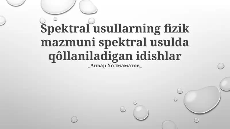 Spektral Usullar