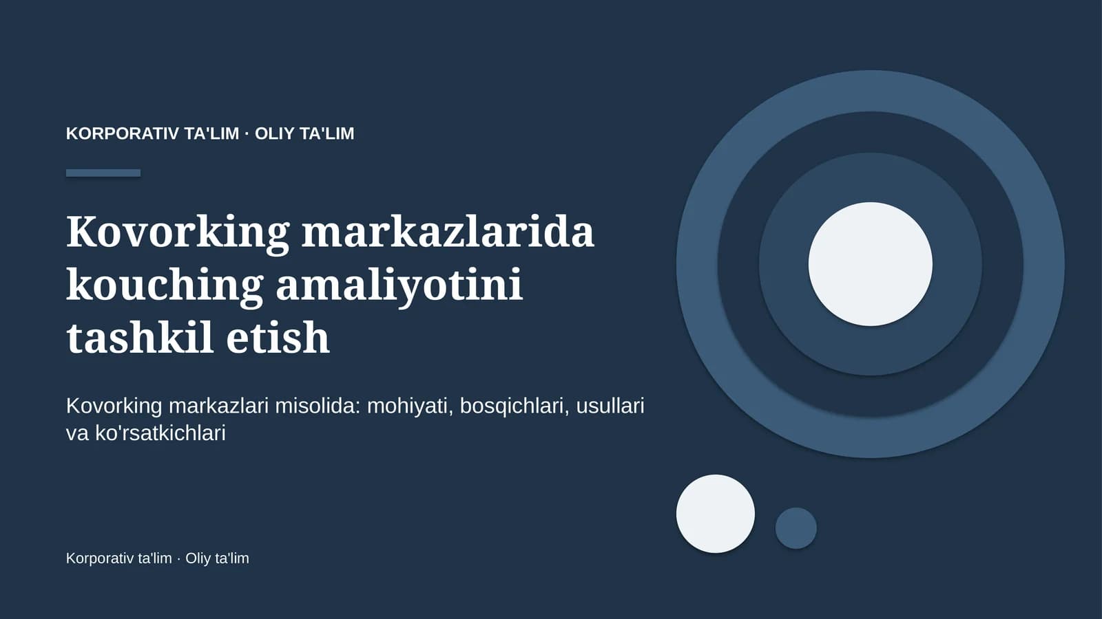 Kovorking markazlarida kouching amaliyotini tashkil etish