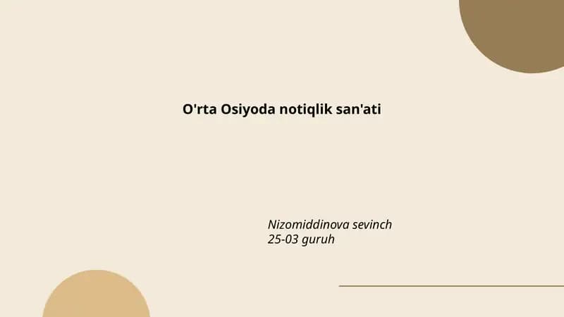 O'rta Osiyoda notiqlik san'ati