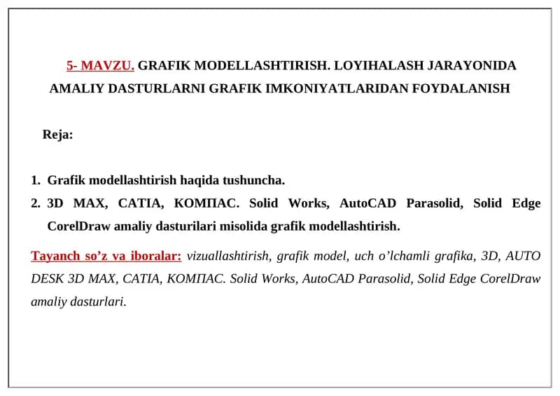 GRAFIK MODELLASHTIRISH