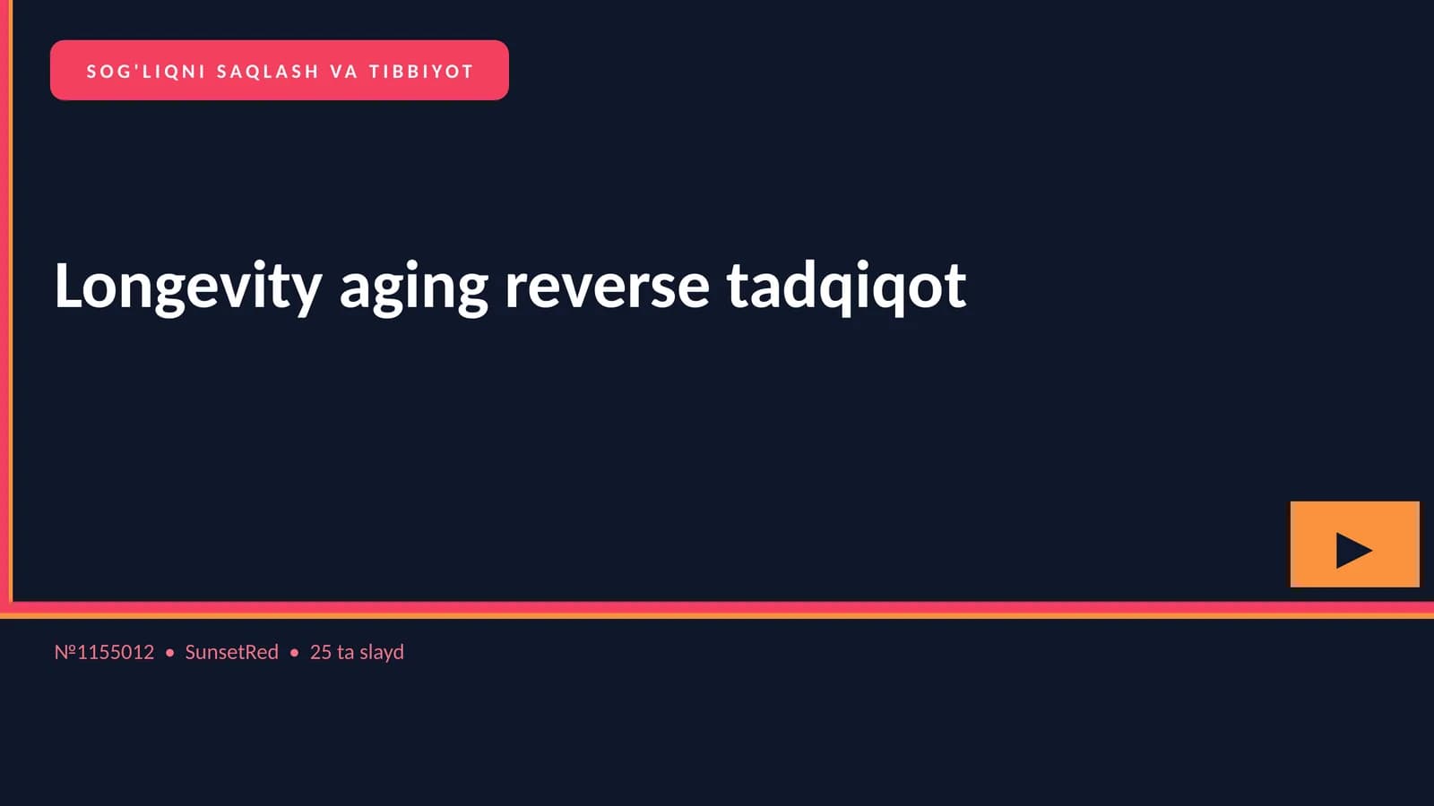 SOG'LIQNI SAQLASH VA TIBBIYOT