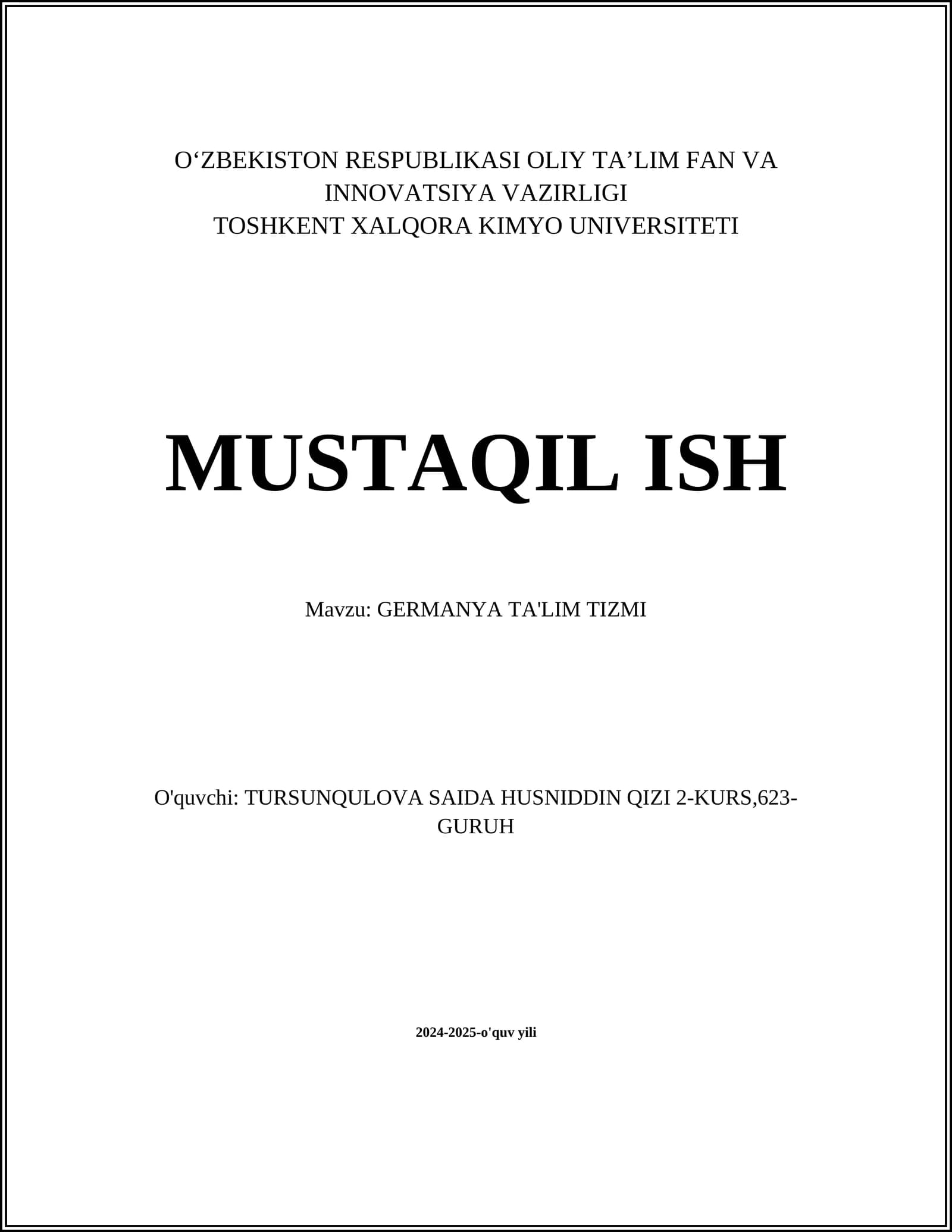 GERMANYA TA'LIM TIZMI