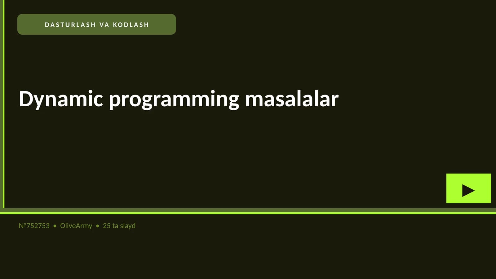 Dynamic programming masalalar