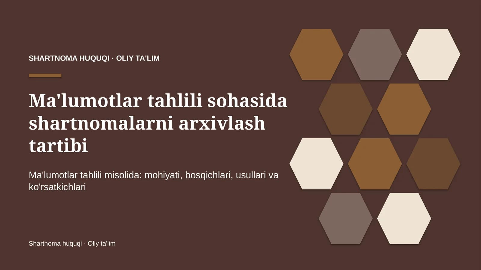 Ma'lumotlar tahlili sohasida shartnomalarni arxivlash tartibi