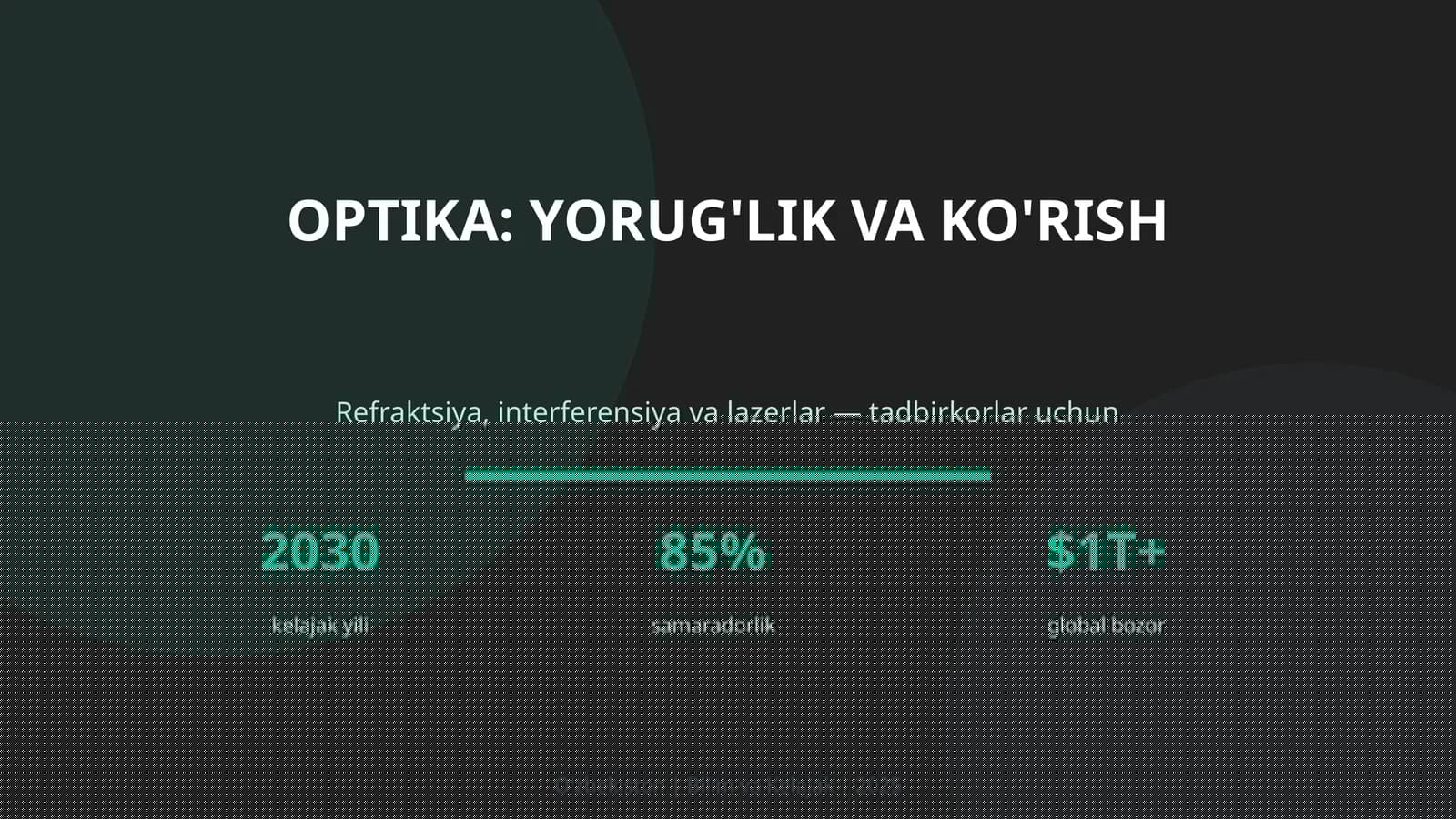 OPTIKA: YORUG'LIK VA KO'RISH