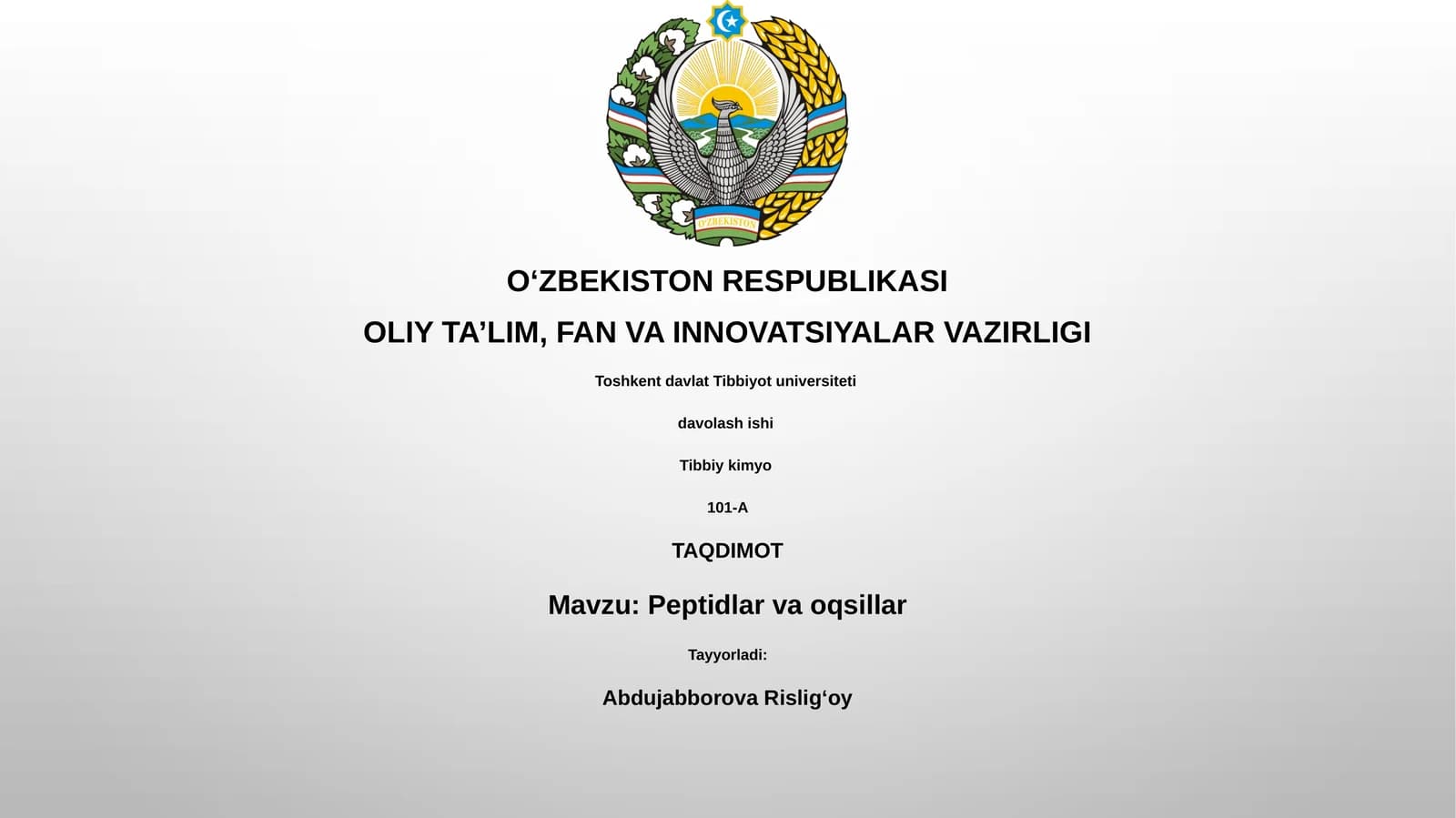 Peptidlar va oqsillar