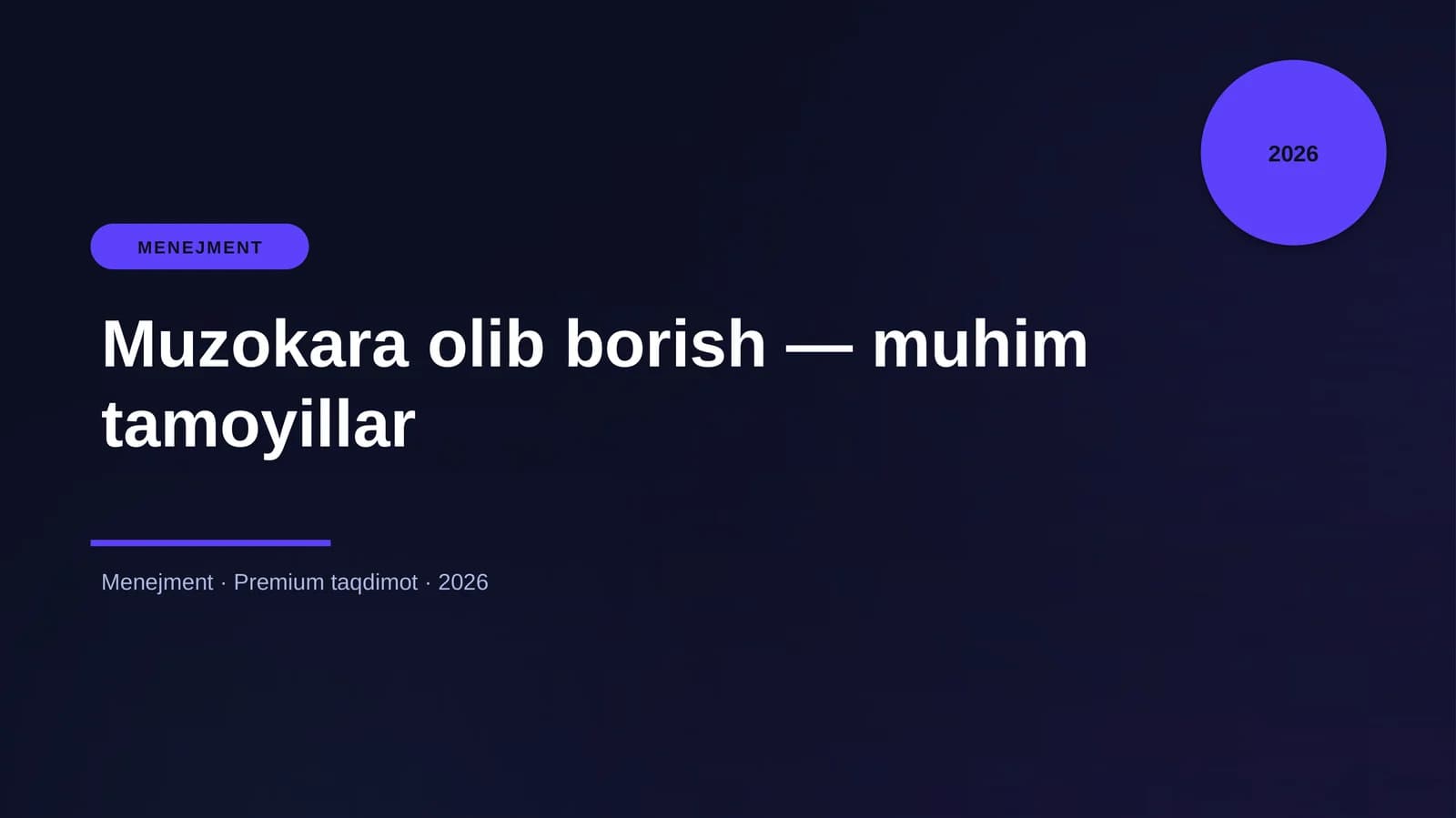 Muzokara olib borish — muhim tamoyillar