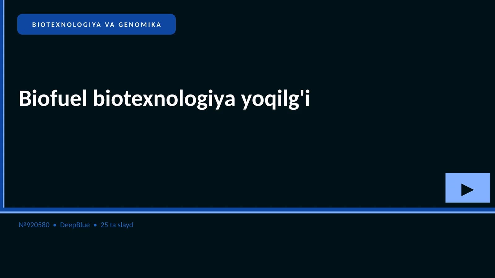 BIOTEXNOLOGIYA VA GENOMIKA