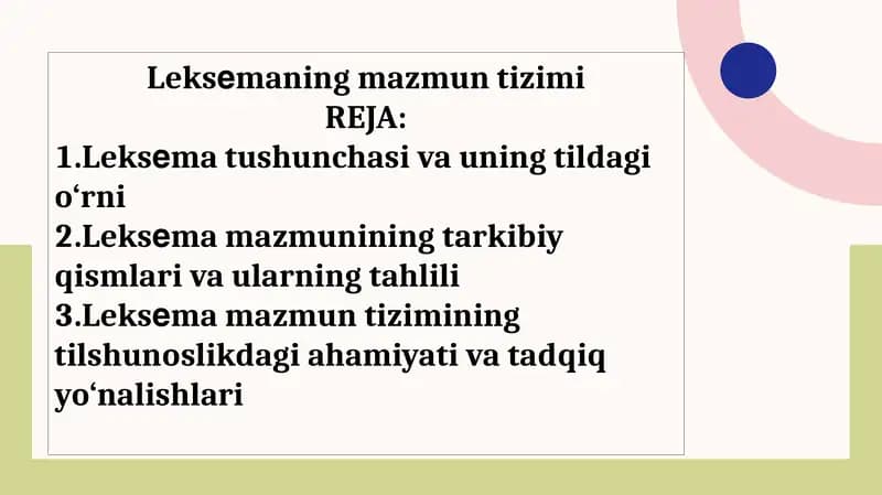 Leksеmaning mazmun tizimi