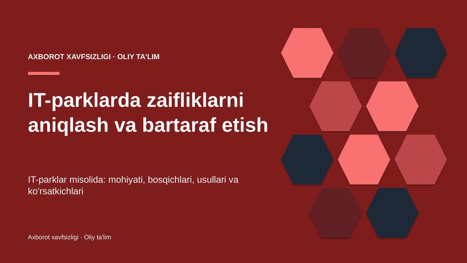 [IT-parklarda zaifliklarni aniqlash va bartaraf etish]