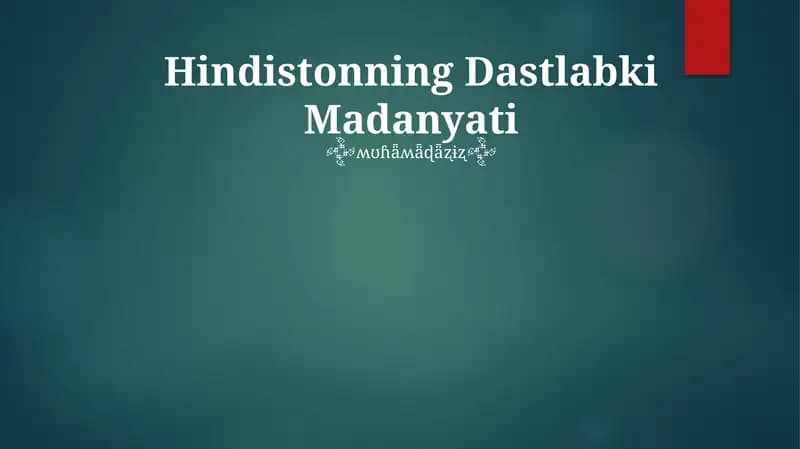 Hindistonning Dastlabki Madanyati
