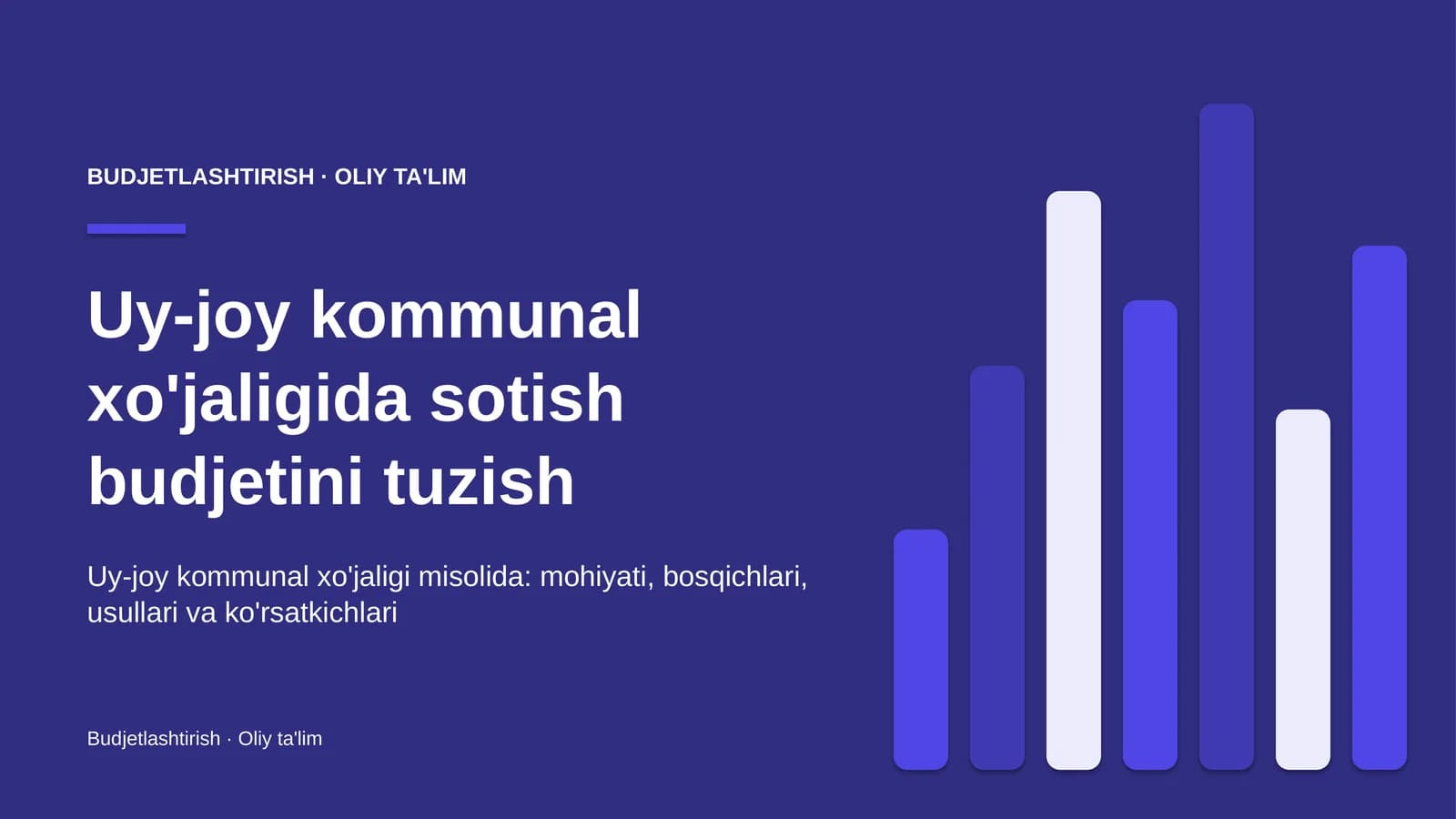 Uy-joy kommunal xo'jaligida sotish budjetini tuzish
