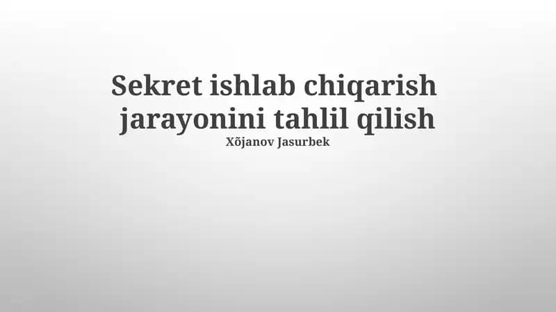 Ishlab Chiqarish Jarayonini Tahlil Qilish
