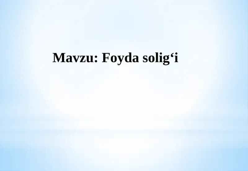 Foyda solig‘i