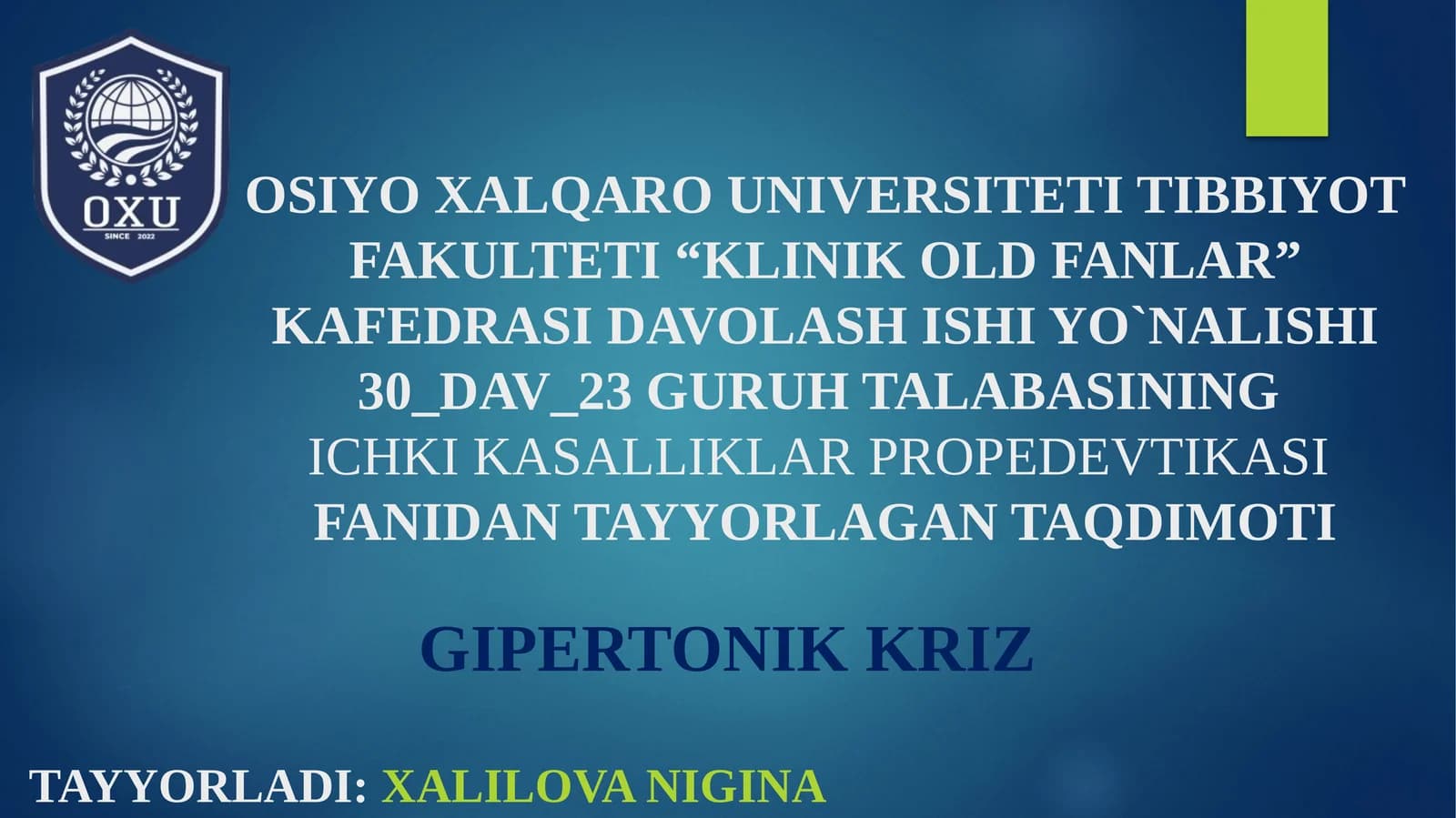 GIPERTONIK KRIZ