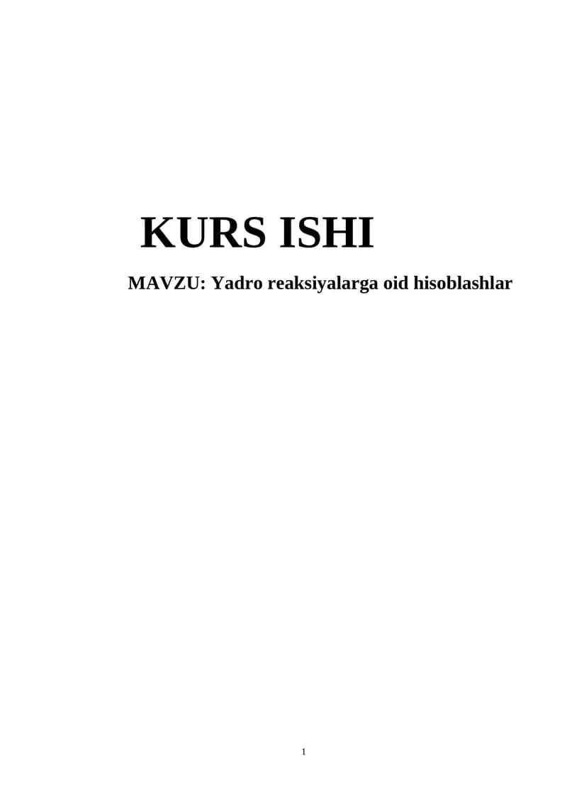 Yadro reaksiyalarga oid hisoblashlar