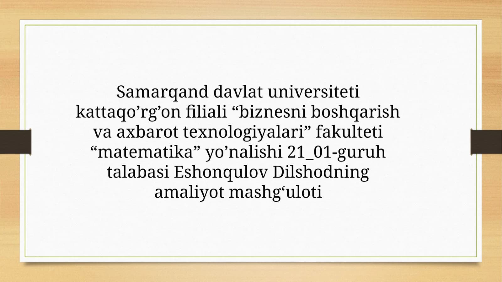 Matematika fakulteti talaba mashg'uloti