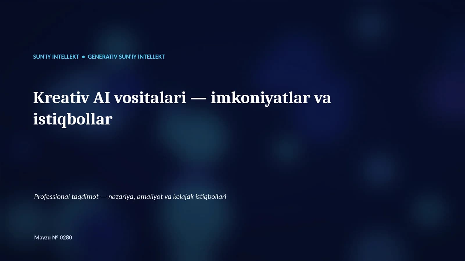 Generativ AI — matn, tasvir, ovoz va video