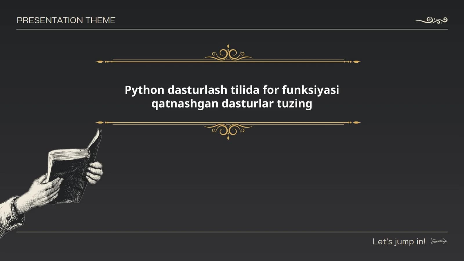 Python dasturlash tilida for funksiyasi qatnashgan dasturlar tuzing